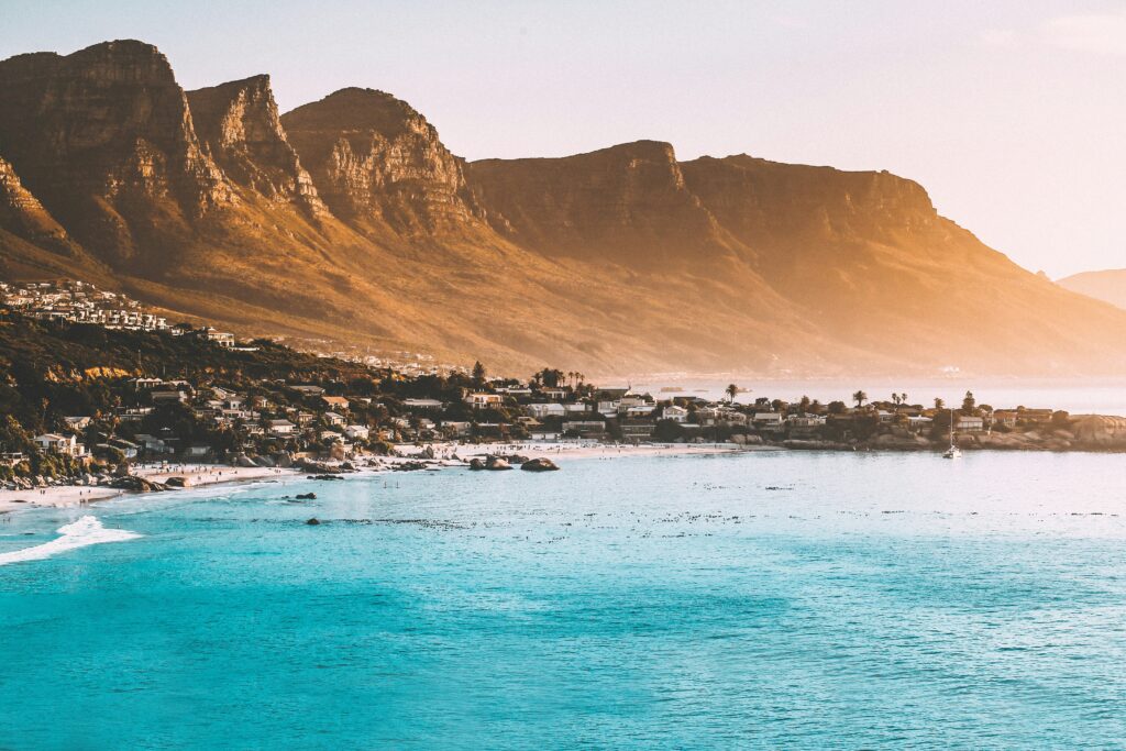 Vy över kustlandskap utanför Kapstaden i Sydafrika