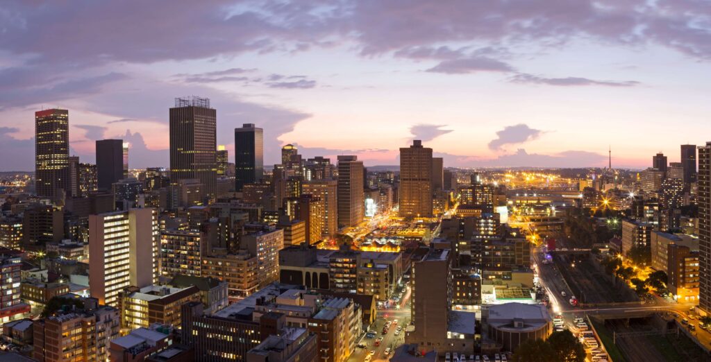 Johannesburg skyline på natten