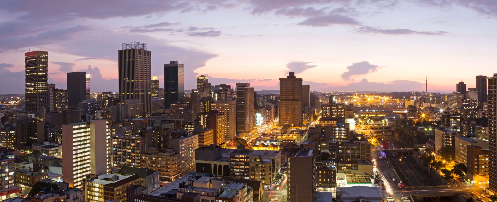 Johannesburg skyline på natten